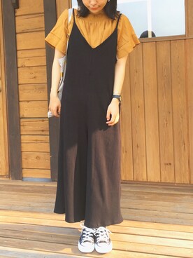 「Omekashi（オメカシ）のアイテム（オールインワン・サロペット）」を使った、riccaさん（レディース・154cm）の夏コーディネート
