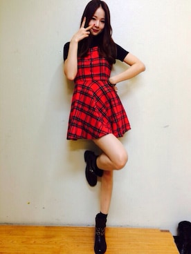 「タータンチェック」｜솔지さん（レディース・170cm）の冬コーディネート