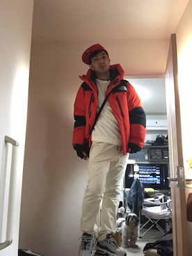 「northface（ノースフェイス）のアイテム（ダウンジャケット/コート）」を使った、sockさん（メンズ・169cm）の冬コーディネート