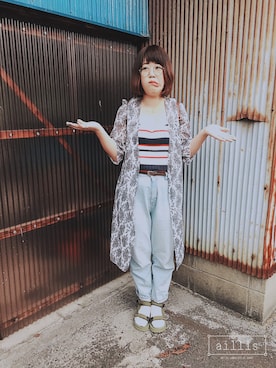 「ニットキャミソール」｜「アイテム（その他アウター）」を使った、Himeさん（レディース・163cm）の夏コーディネート