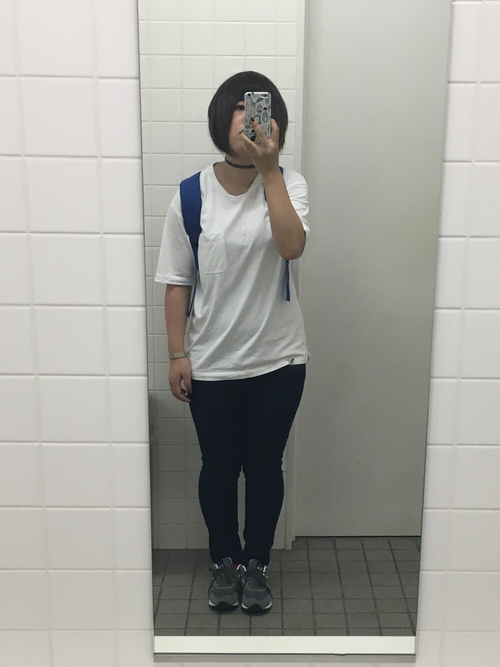 「GUのアイテム（Tシャツ/カットソー、ホワイト系）」を使った、Himeさん（レディース・163cm）の夏コーディネートの1枚目の写真