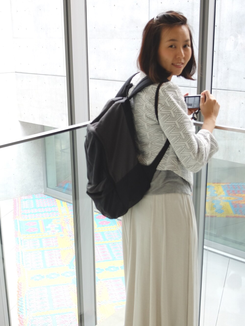 「NIKEのアイテム（バックパック/リュック、ブラック系）」を使った、Bobbinpngさん（レディース・165cm）の夏コーディネートの1枚目の写真