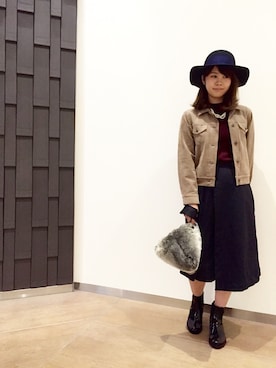 「ツバ広ハット」｜Maika Yoshikiさん（レディース・155cm）の秋コーディネート