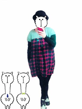 「CHICHIKAKA（チチカカ）のアイテム（その他トップス、レッド系）」を使った、夕梨さん（レディース・147cm）の冬コーディネート