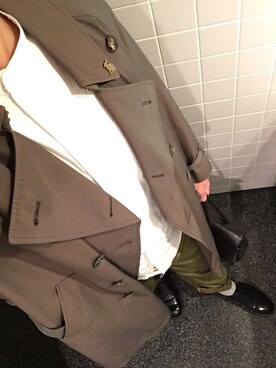 「ノーカラーシャツ」｜「アイテム（トレンチコート）」を使った、ryoさん（メンズ・170cm）の秋コーディネート