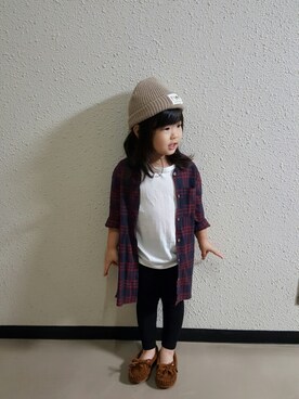 「ラブ＆ピース2016」｜「アイテム（シャツワンピース）」を使った、mei⭐sayさん（キッズ・100cm）の秋コーディネート