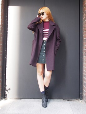 「skirt」｜「アイテム（ピーコート）」を使った、TOPGIRLさん（レディース・168cm）の秋コーディネート
