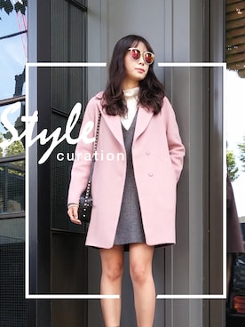 「アイテム（ピーコート、ピンク系）」を使った、TOPGIRLさん（レディース・167cm）の秋コーディネート