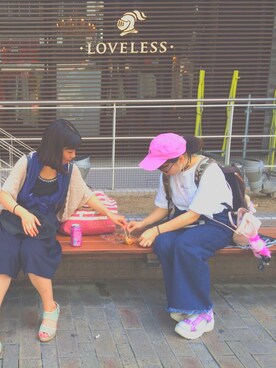 「POLO RALPH LAUREN（ポロ ラルフ ローレン）のアイテム（キャップ、ピンク系）」を使った、K◌⑅⃝*॰ॱさん（レディース・153cm）の夏コーディネート
