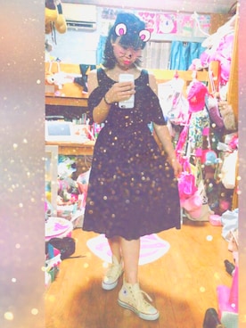 「EMODA（エモダ）のアイテム（ワンピース、ブラック系）」を使った、K◌⑅⃝*॰ॱさん（レディース・153cm）の秋コーディネート