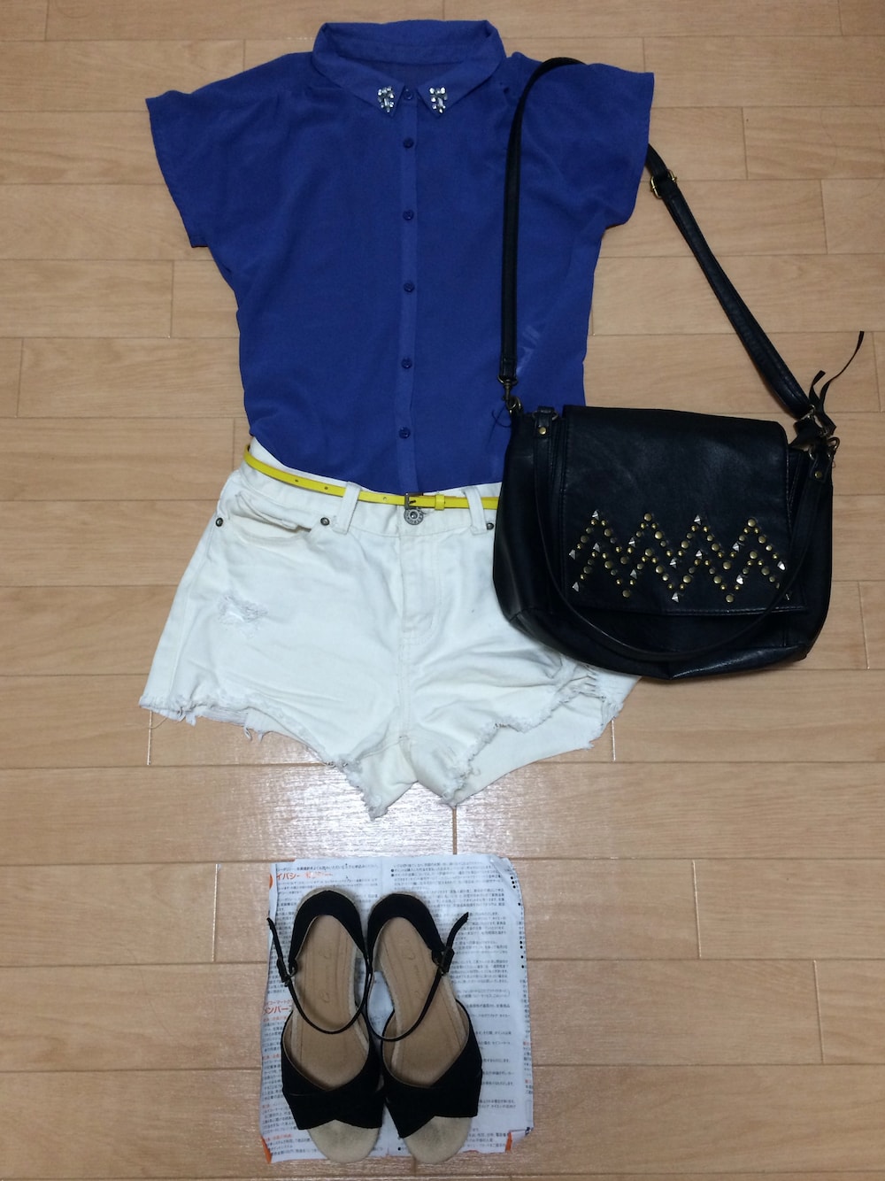 「mysty womanのアイテム（シャツ/ブラウス、ブルー系）」を使った、yukiさん（レディース・156cm）の夏コーディネートの1枚目の写真