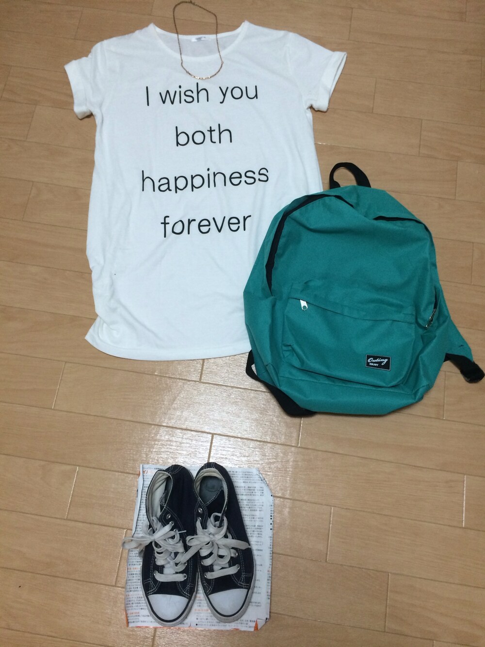 「ハニーズのアイテム（Tシャツ/カットソー、ホワイト系）」を使った、yukiさん（レディース・156cm）の夏コーディネートの1枚目の写真