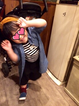 「アイテム（シャツワンピース）」を使った、Mikyさん（キッズ・90cm）の秋コーディネート