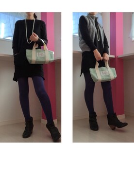 「パールアクセ」｜「アイテム（ブーティ）」を使った、HER-miさん（レディース・158cm）の冬コーディネート