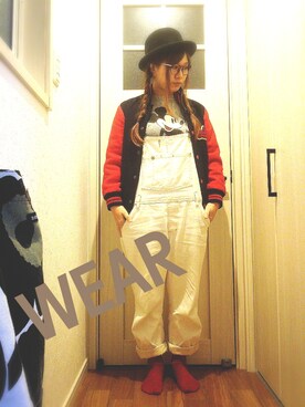 「ミッキー」｜「アイテム（スタジャン）」を使った、mippoさん（レディース・160cm）の冬コーディネート