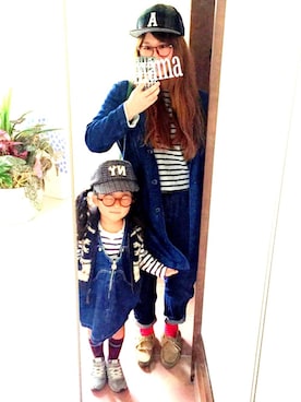 「styles（スタイルス）のアイテム（帽子）」を使った、mippoさん（キッズ・100cm）の春コーディネート