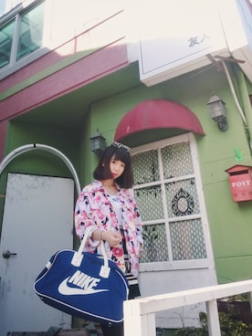 「MONKI（モンキ）のアイテム（ライダースジャケット）」を使った、MICO权家一枚糖さん（レディース・160cm）の秋コーディネート