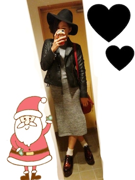 「厚底」｜「アイテム（ライダースジャケット）」を使った、MEYMYIさん（レディース・159cm）の冬コーディネート