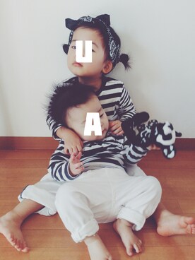 「ボーダーTシャツ」｜u_aさん（キッズ・90cm）の春コーディネート