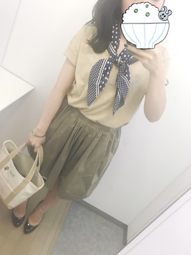 「ベージュTシャツ」｜「アイテム（スカート）」を使った、lky003さん（レディース・151cm）の夏コーディネート