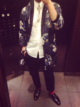 「DRIES VAN NOTEN（ドリスヴァンノッテン）のアイテム（ナイロンジャケット）」を使った、azabusanさん（メンズ・178cm）の秋コーディネート