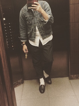 「KNOT（ノット）のアイテム（パンツ）」を使った、azabusanさん（メンズ・178cm）の秋コーディネート