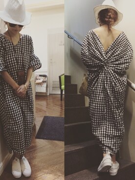 「Import & Select（インポートアンドセレクト）のアイテム（帽子）」を使った、katsumiさん（レディース・157cm）の夏コーディネート