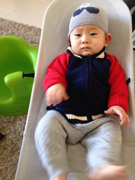 「GAP（ギャップ）のアイテム（ブルゾン）」を使った、eito nさん（キッズ・70cm）の冬コーディネート