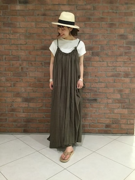 「ISLAND SLIPPER（アイランドスリッパ）のアイテム」を使った、moritaさん（レディース・156cm）の夏コーディネート