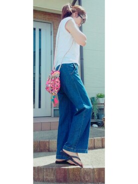 「STAR MELA（スターメラ）のアイテム」を使った、t︎︎︎︎︎☺︎m︎︎︎︎︎omin*さん（レディース・164cm）の夏コーディネート