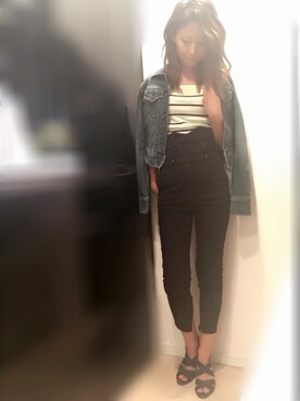 「Abercrombie&Fitch（アバークロンビーアンドフィッチ）のアイテム（デニムジャケット）」を使った、Rinさん（レディース・159cm）の夏コーディネート