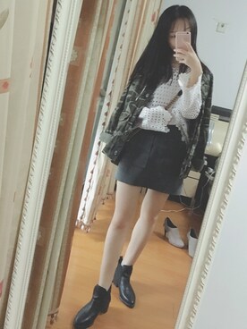 「PULL&BEAR（プルアンドベア）のアイテム（ミリタリージャケット）」を使った、skipalongさん（レディース・159cm）の秋コーディネート