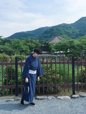 「和服」｜「アイテム（オールインワン・サロペット）」を使った、yeungmyさん（レディース・165cm）の夏コーディネート