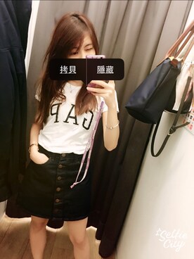 「GAP（ギャップ）のアイテム（Tシャツ/カットソー、ホワイト系）」を使った、Heidi✨さん（レディース・153cm）の冬コーディネート