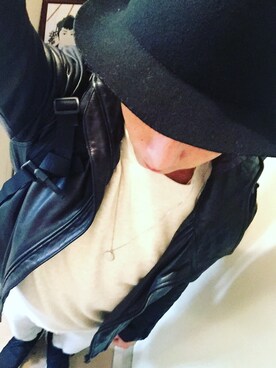 「スエット」｜「アイテム（ライダースジャケット）」を使った、HIDETOさん（メンズ・173cm）の春コーディネート