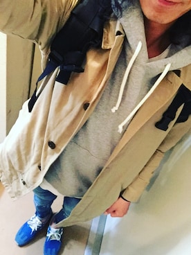 「GAP（ギャップ）のアイテム（トレンチコート）」を使った、HIDETOさん（メンズ・173cm）の春コーディネート