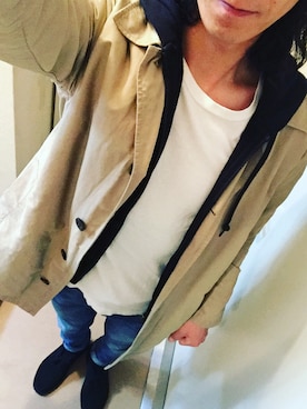「GAP（ギャップ）のアイテム（トレンチコート）」を使った、HIDETOさん（メンズ・173cm）の春コーディネート