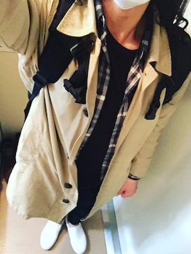 「GAP（ギャップ）のアイテム（トレンチコート）」を使った、HIDETOさん（メンズ・173cm）の春コーディネート
