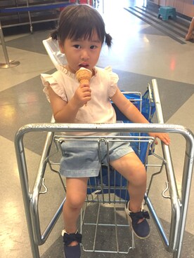 「petit main（プティマイン）のアイテム（シューズ）」を使った、ki☺︎hoさん（キッズ・90cm）の夏コーディネート
