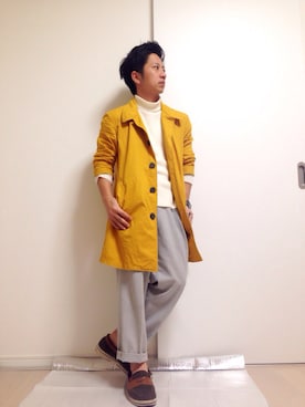 「マスタード」｜「アイテム（その他アウター）」を使った、ＭＡＫＫＹさん（メンズ・154cm）の秋コーディネート