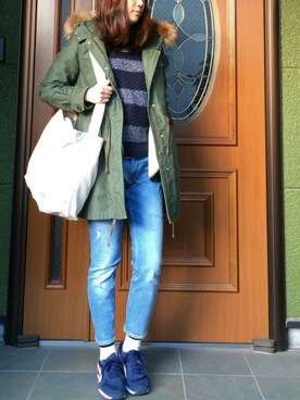 「green label relaxing（グリーンレーベルリラクシング）のアイテム（モッズコート）」を使った、なすびさん（レディース・168cm）の冬コーディネート