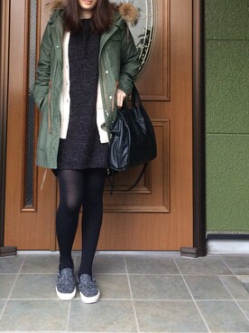 「green label relaxing（グリーンレーベルリラクシング）のアイテム（モッズコート）」を使った、なすびさん（レディース・168cm）の冬コーディネート