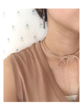 「AZUL by moussy（アズールバイマウジー）のアイテム（Tシャツ/カットソー、ベージュ系）」を使った、marukoさん（レディース・161cm）の夏コーディネート