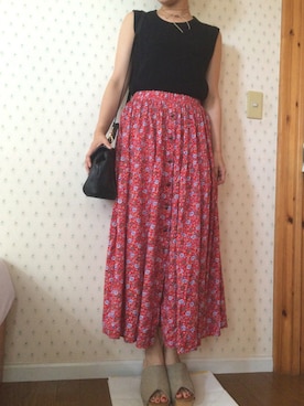 「PAR ICI（パーリッシィ）のアイテム（ニット/セーター、ブラック系）」を使った、marukoさん（レディース・161cm）の夏コーディネート