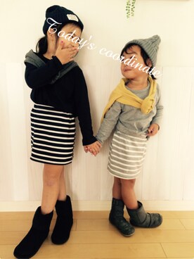 「H&M（エイチ・アンド・エム）のアイテム（カーディガン/ボレロ）」を使った、hiji-izuさん（キッズ・110cm）の秋コーディネート
