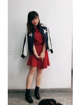 「snidel」｜「アイテム（ブルゾン）」を使った、Ringoさん（レディース・154cm）の秋コーディネート