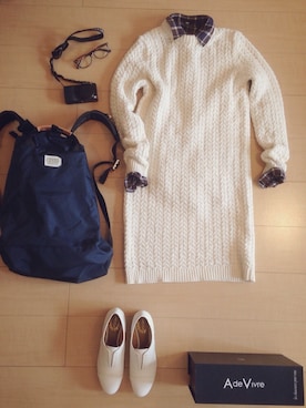 「アイテム（バックパック/リュック）」を使った、soeさん（レディース・168cm）の冬コーディネート