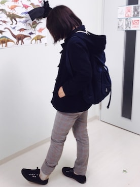 「studio CLIP（スタディオクリップ）のアイテム（ピーコート）」を使った、It-Usさん（レディース・162cm）の秋コーディネート