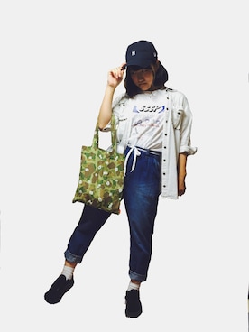 「I&ME（アイアンドミー）のアイテム（バッグ）」を使った、なるさん（レディース・157cm）の夏コーディネート