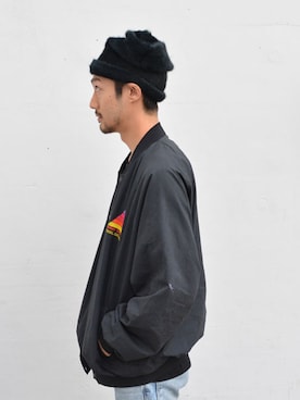 「アンゴラ」｜「アイテム（帽子）」を使った、Tomさん（メンズ・184cm）の冬コーディネート